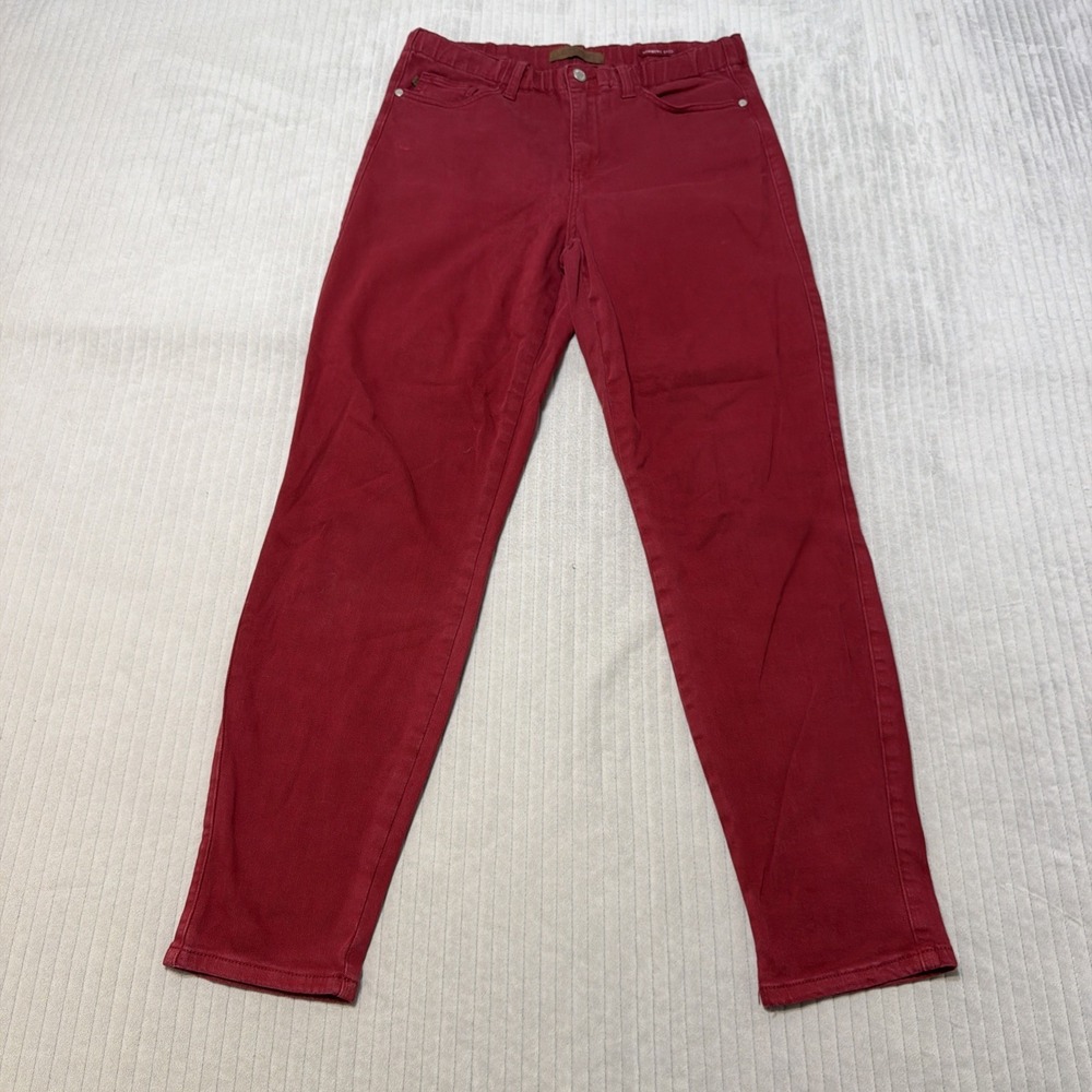 Judy Blue Jeans Womens 7/28 Garment Dyed Maroon High Rise Straight 28.5 Inseam